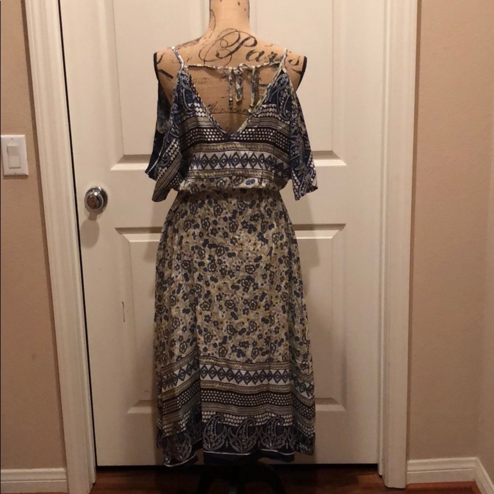Blue ,cream and brown print maxi Dress - Picture 8 of 8
